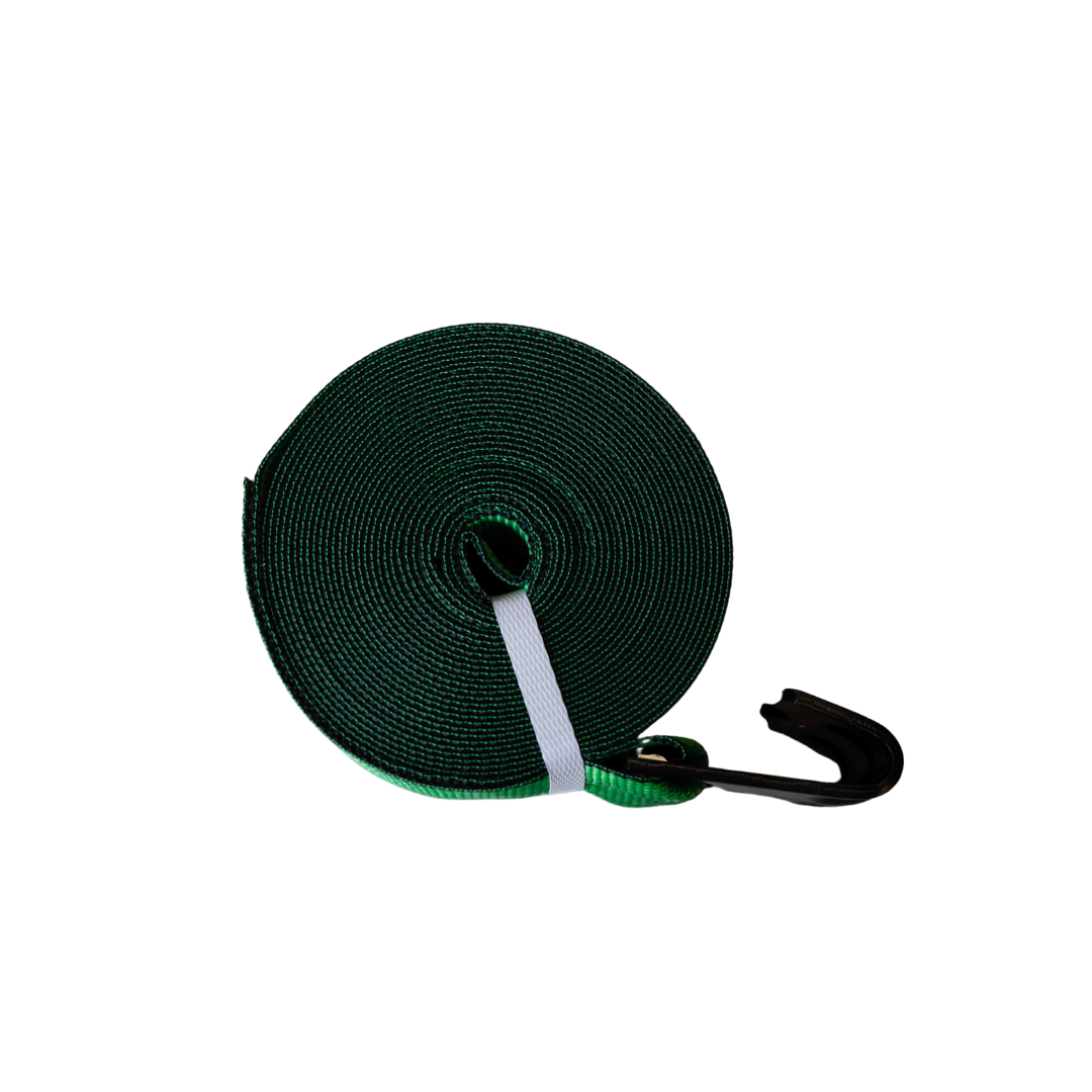 4" x 30' Winch Strap with Flat Hook - Green